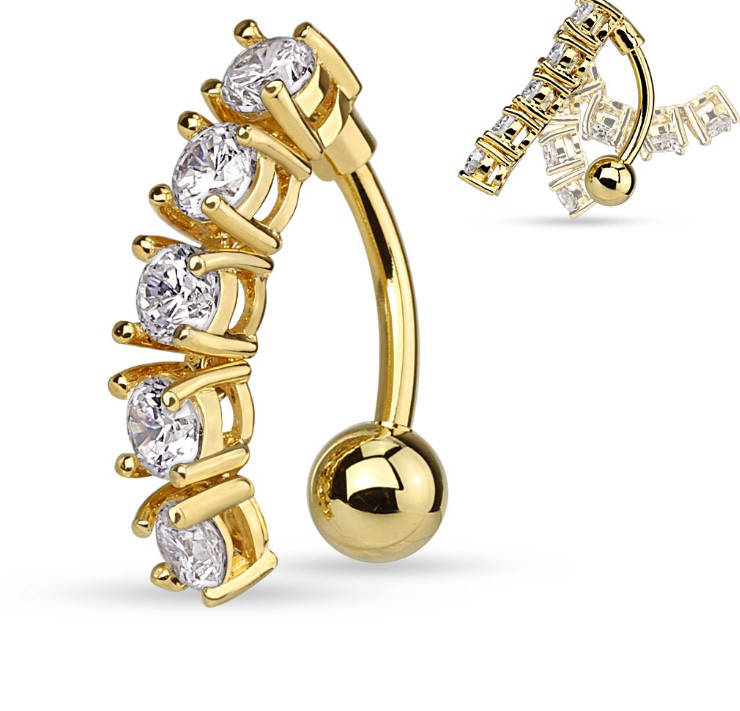 

Серьга для пирсинга "Дорожка" позолоченная Spikes N01086-GDC