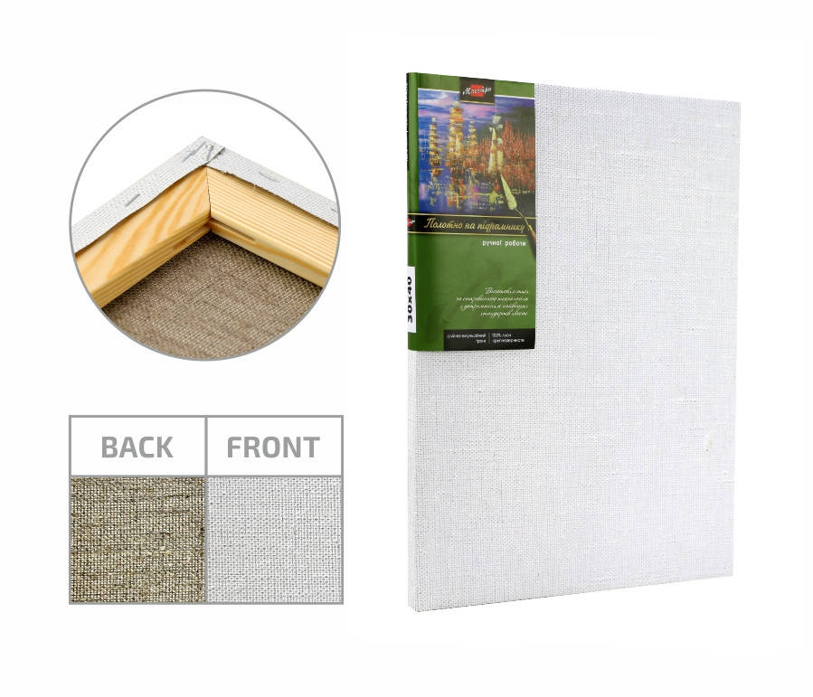 

Холст на подрамнике 30*55 см, крупное зерно масляный грунт, лён, ROSA, Белый