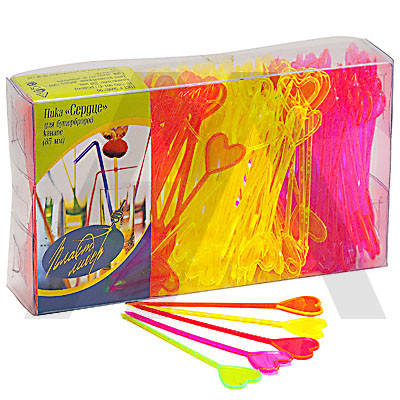 

Хит! Шпажки для закуски Сердце 50 шт/уп ассорти, Пластик, Разные цвета