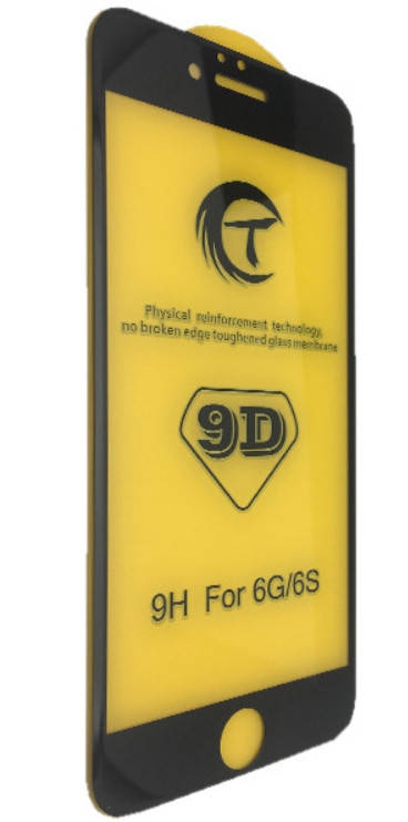 

Защитное стекло 9D iPhone 6 / 6S черное, Черный