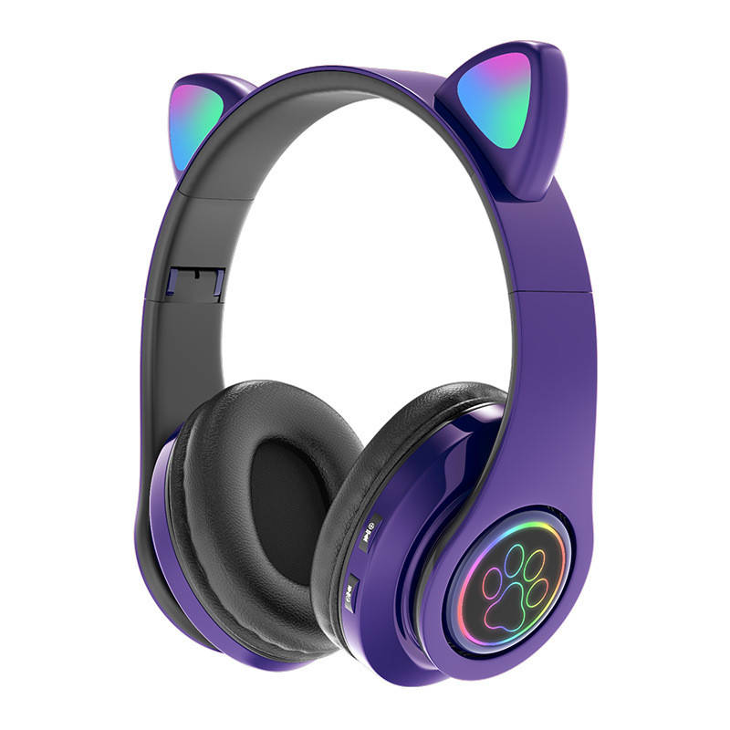 

Беспроводные Наушники с Ушками с подсветкой + FM-Радио + MicroSD Cat Ear CXT-39 Bluetooth Фиолетовые, Фиолетовый