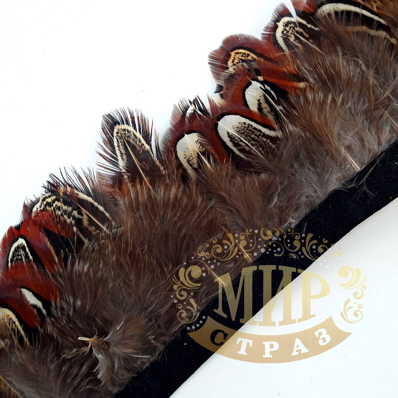 

Тесьма перьевая из пера фазана, цвет Cooper, 0,5м, высота 5,5 см