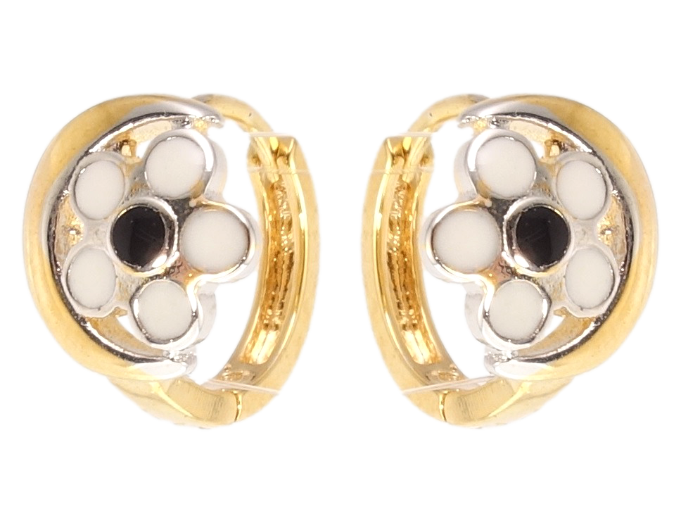 

Серьги Xuping Позолота+Родий колечки "Цветок черно-белая эмаль"