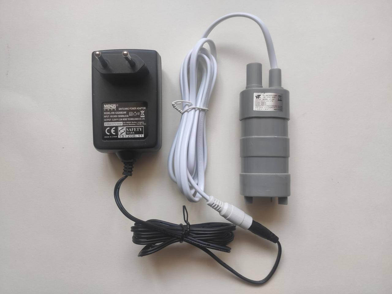 

Насос погружной для воды 12 В, 1.2 А, 600 л/час помпа + блок питания 12V 2А