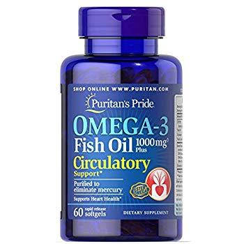 

Puritans Pride Omega-3 Fish Oil plus 1000 mg Circulatory Support 60 softgels