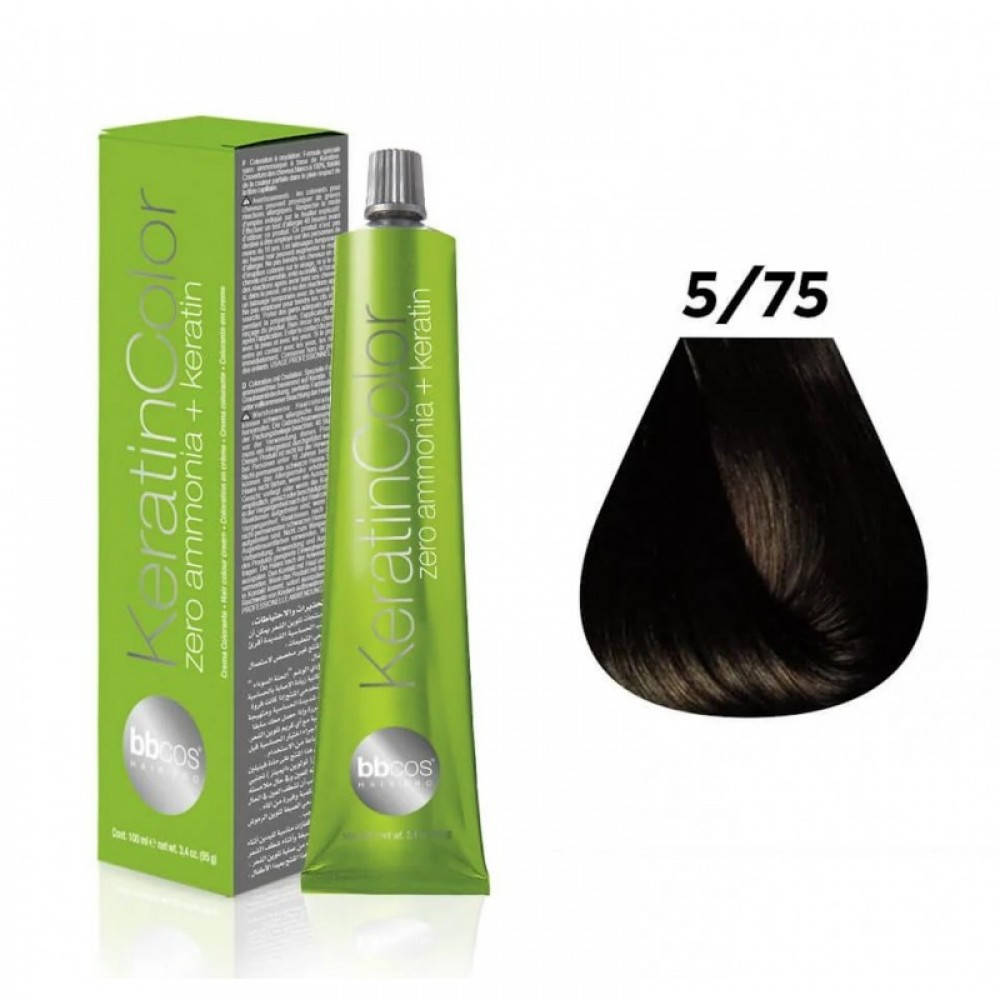 

Безаммиачная Стойкая Крем-Краска Для Волос BBcos Keratin Color 5/75 Каштановый Светлый Бежевый Красный, 100 Мл