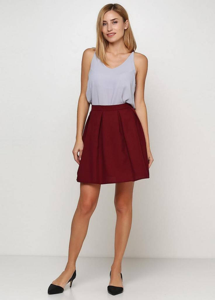 

Трендовая молодежная юбка солнце-клеш на поясе, Бордовый