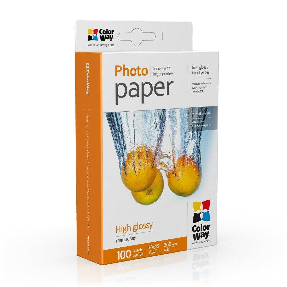 

Фотобумага глянец 260г/м, 10x15 (100 лист) PG2601004R ColorWay