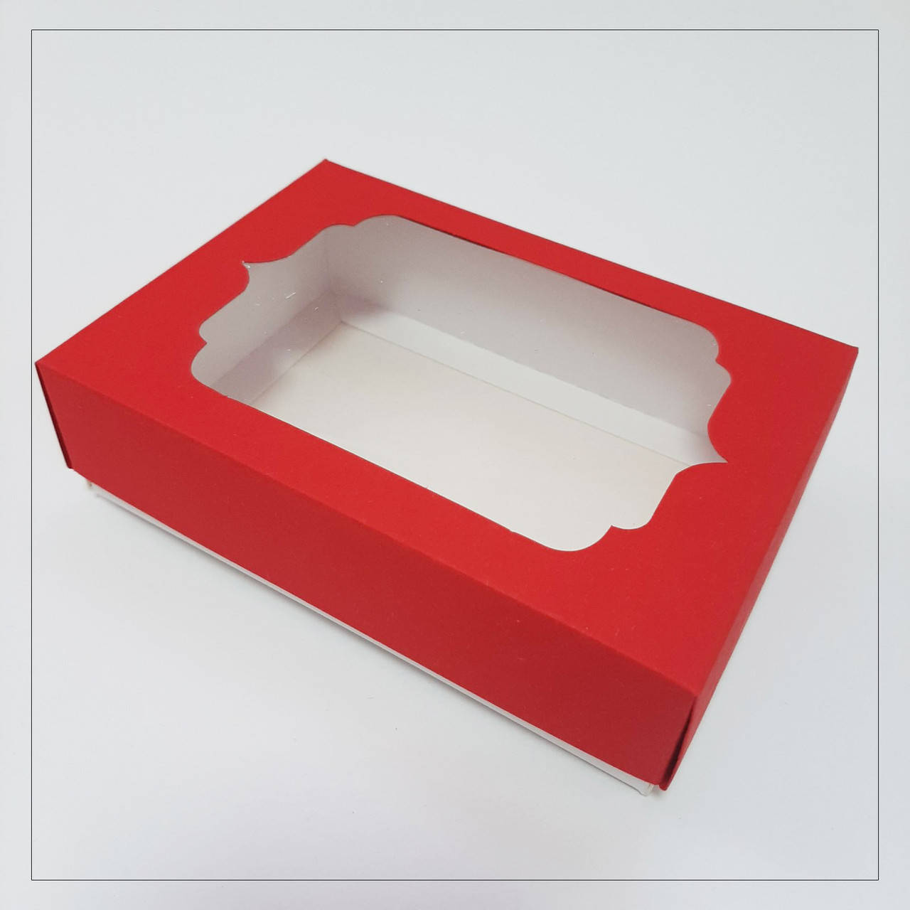 

Коробочка для подарков с окном 130х90х35 мм., Красный;с принтом