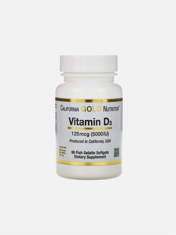 

California Gold Nutrition Vitamin D3 125 mcg (5000 IU) 90 Softgels