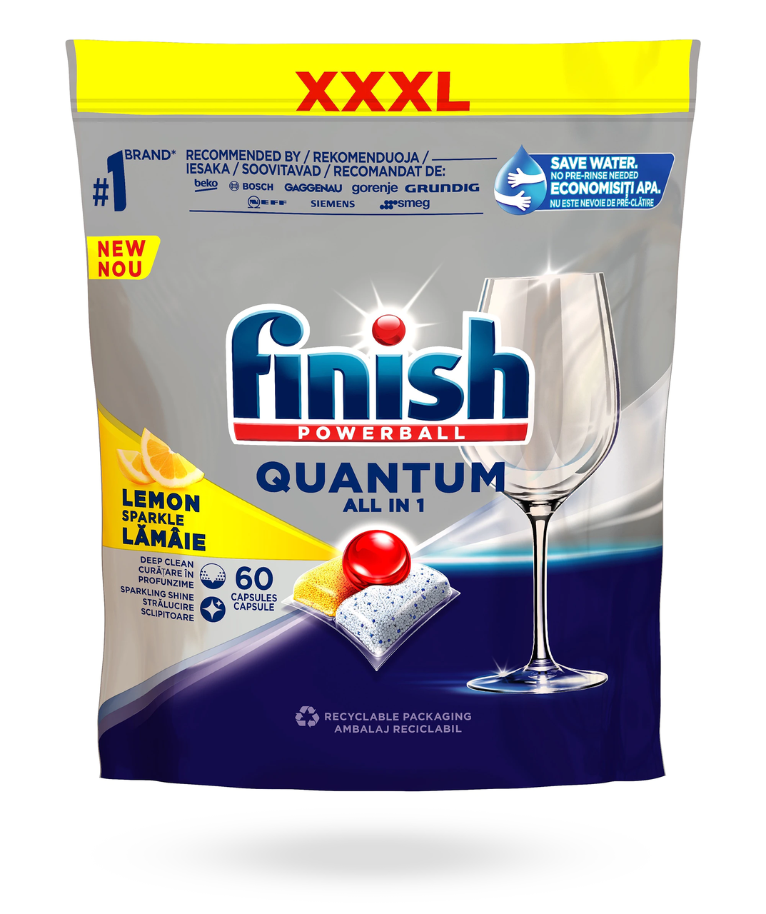 

Таблетки для посудомоечной машины Finish Quantum All in One Lemon 60 шт