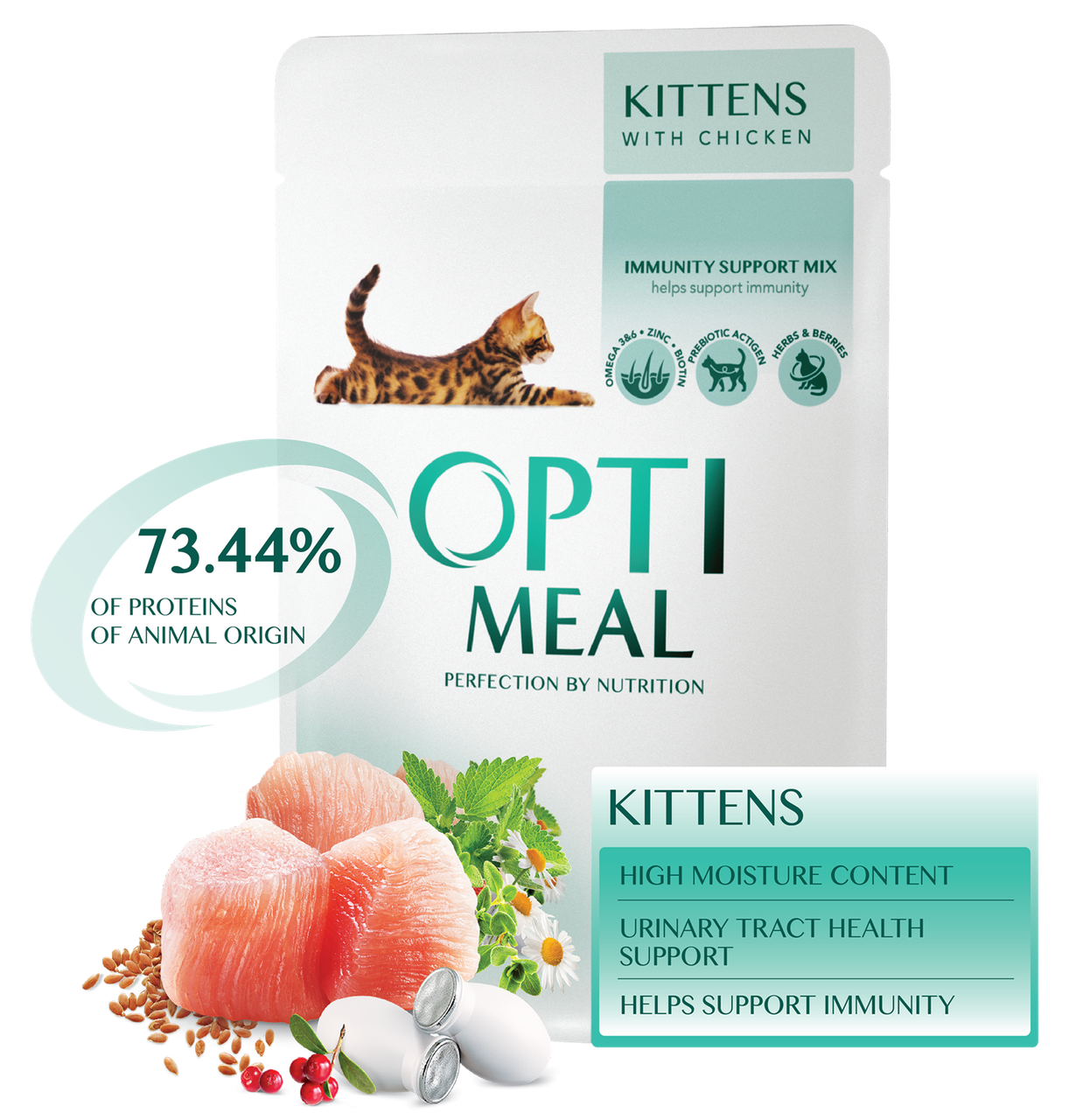 

Вологий корм Optimeal (Оптіміл) для кошенят - з КУРКОЮ, 85 г