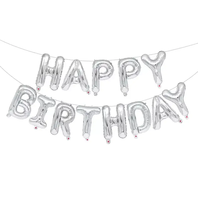 

Фольгированные надувные шары HAPPY BIRTHDAY | Серебро, Серебристый