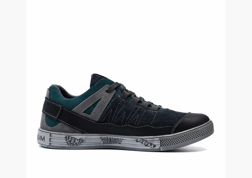 

Мужские кожаные кроссовки Salomon Grey and Green Trend new, Серый