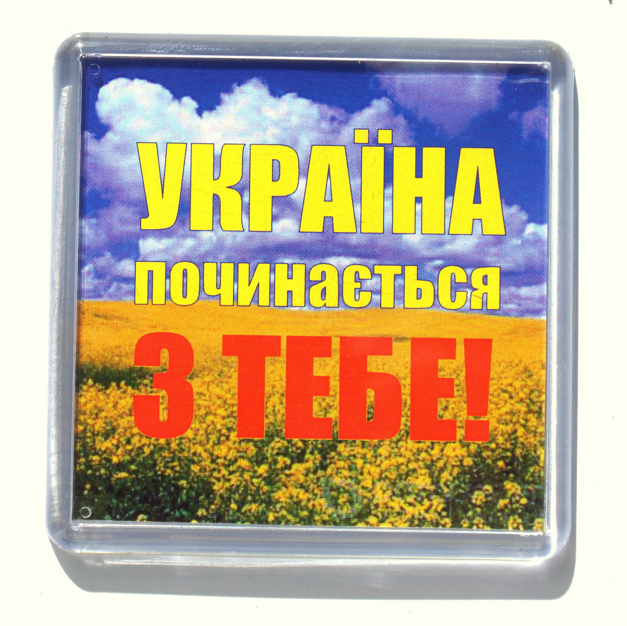 

Магнит "Україна починається з тебе", купить магниты оптом, купити магніт з символікою.