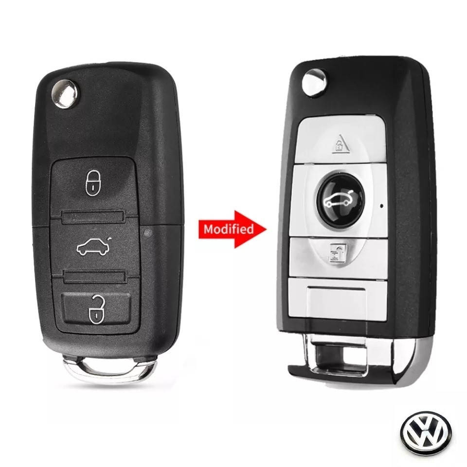 

Корпус викидного ключа 3 кнопки VW/Skoda/Seat (RR1/Логотип VW Black)