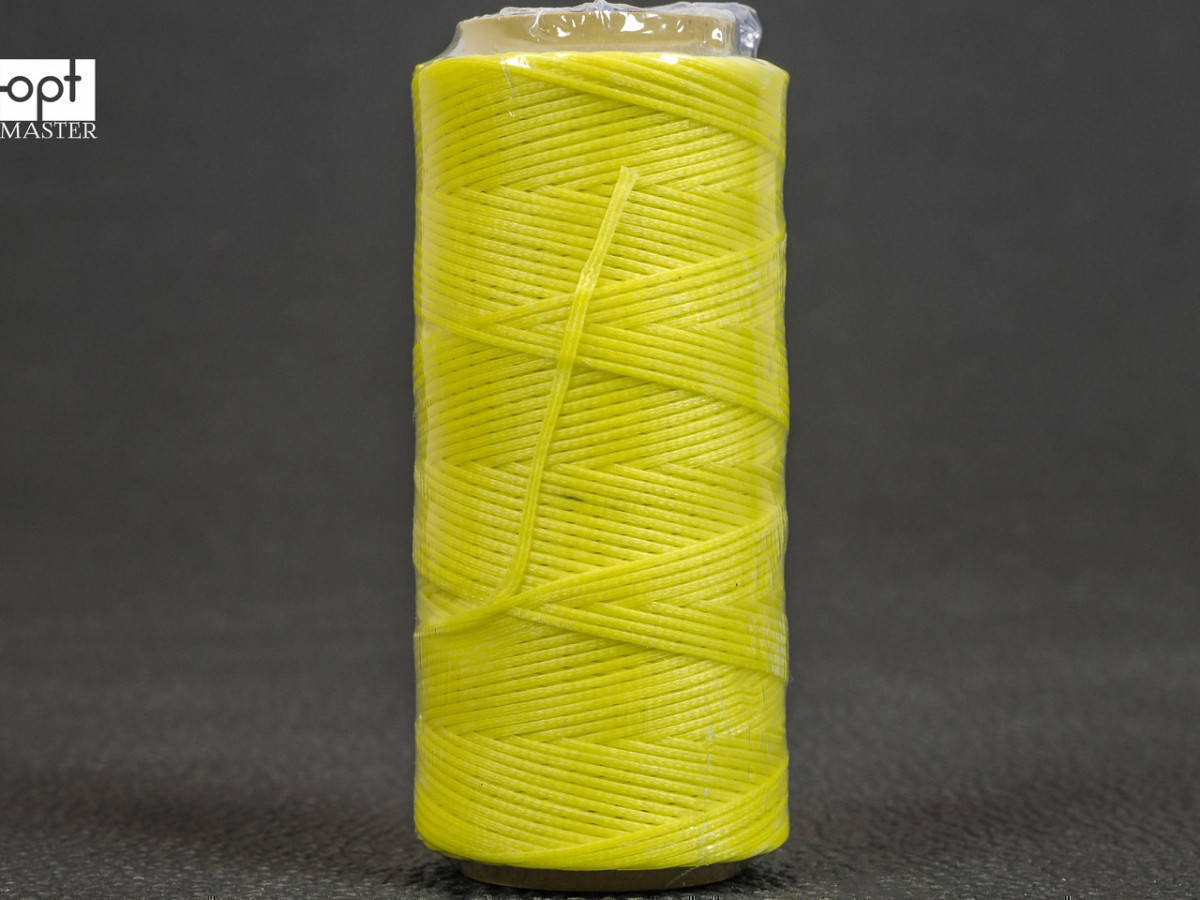 

Нитка вощёная по коже (плоский шнур), т. 0.8 мм, 100 м, цв. желтый (293 yellow)