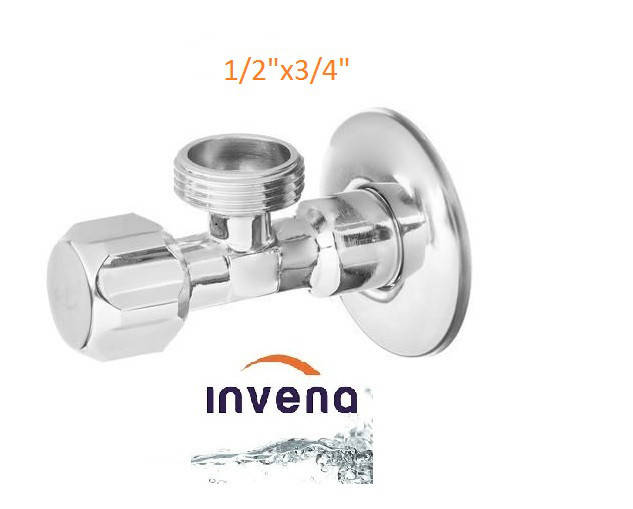 

Кран кутовий Invena 1/2"x3/4" з розеттою