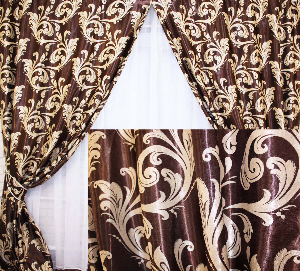

Шторы (2шт. 1,5х2,7м.) из ткани блэкаут коллекция "Лилия". Цвет коричневый 101ш (А) 30-019