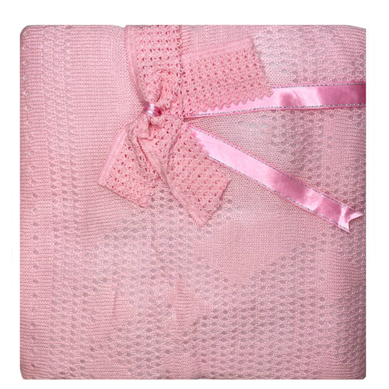 

Детский вязаный плед на трикотажной подкладке, 90-90 см, Розовый