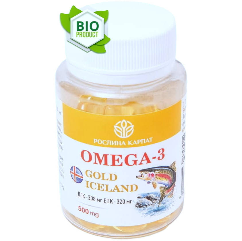 

Omega-3 gold iceland (Омега-3) 60 кап. «Рослина Карпат» джерело омега - 3 жирних кислот