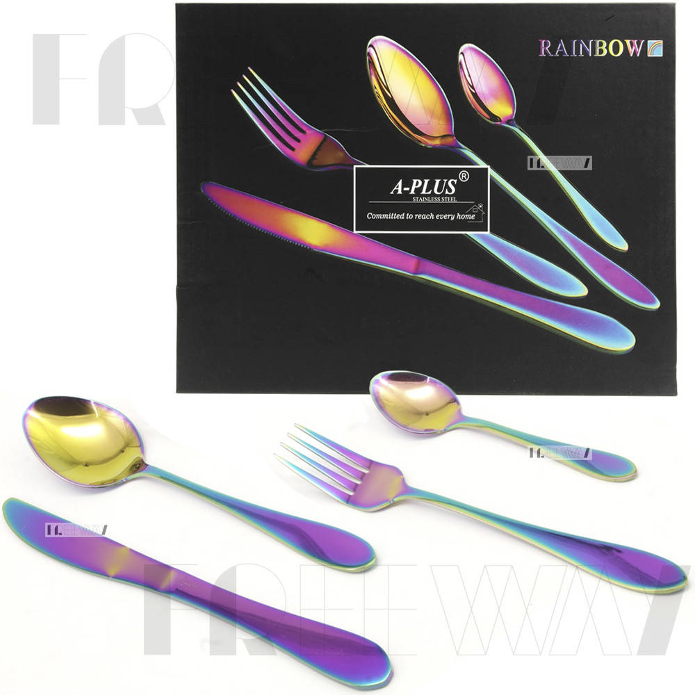 

Набор столовых приборов 24 предмета (столовый набор) на 6 персон в чемодане нержавеющая сталь A-Plus Радуга