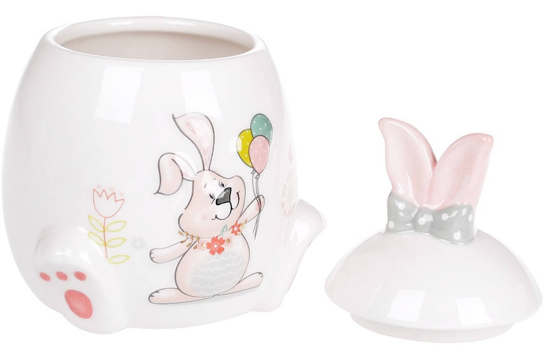 

Банка керамическая 450мл с объемным рисунком Веселый кролик Пасхальная посуда, Белый
