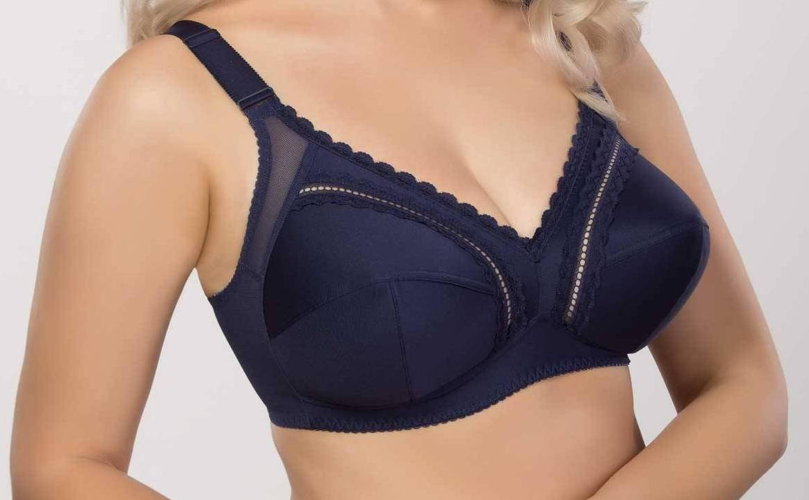 

Бюстгальтер без косточек на хлопковой подкладке большой размер 105C, Синий