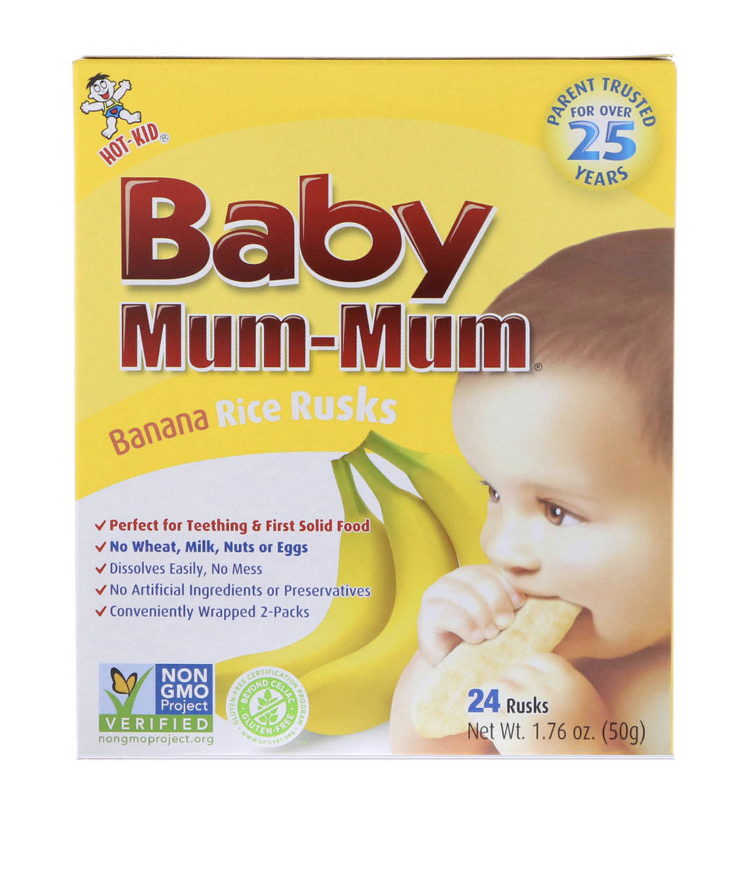 

Печенье для прорезывания зубов, Baby Mum-Mum, Hot Kid, банановое