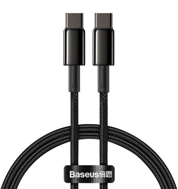 

Кабель Baseus Tungsten Gold Type-C to Type-C 100W CATWJ-01 Black 1m, Черный