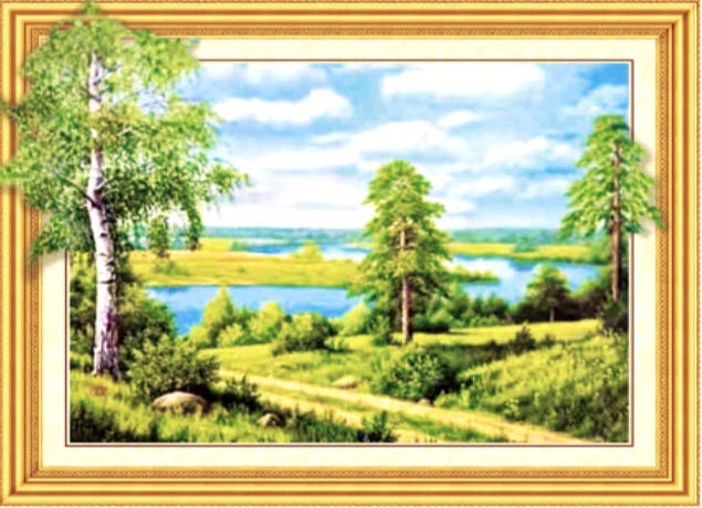 

50*40см 5D Березы у реки, алмазная живопись. полная выкладка