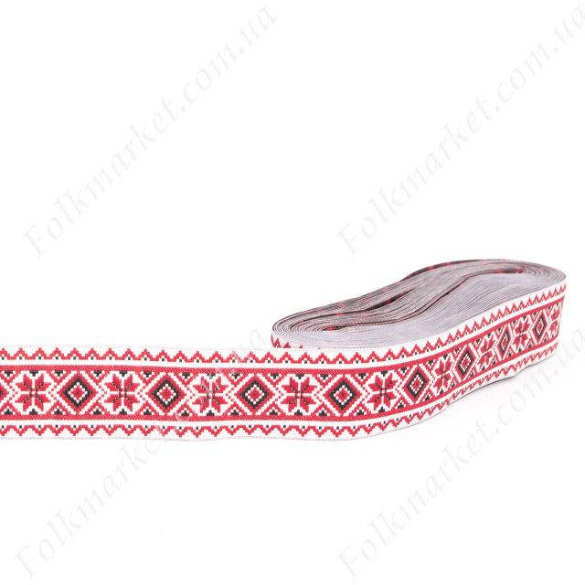 

Жаккардовая лента с украинским орнаментом 30 мм 0430-1, Красный