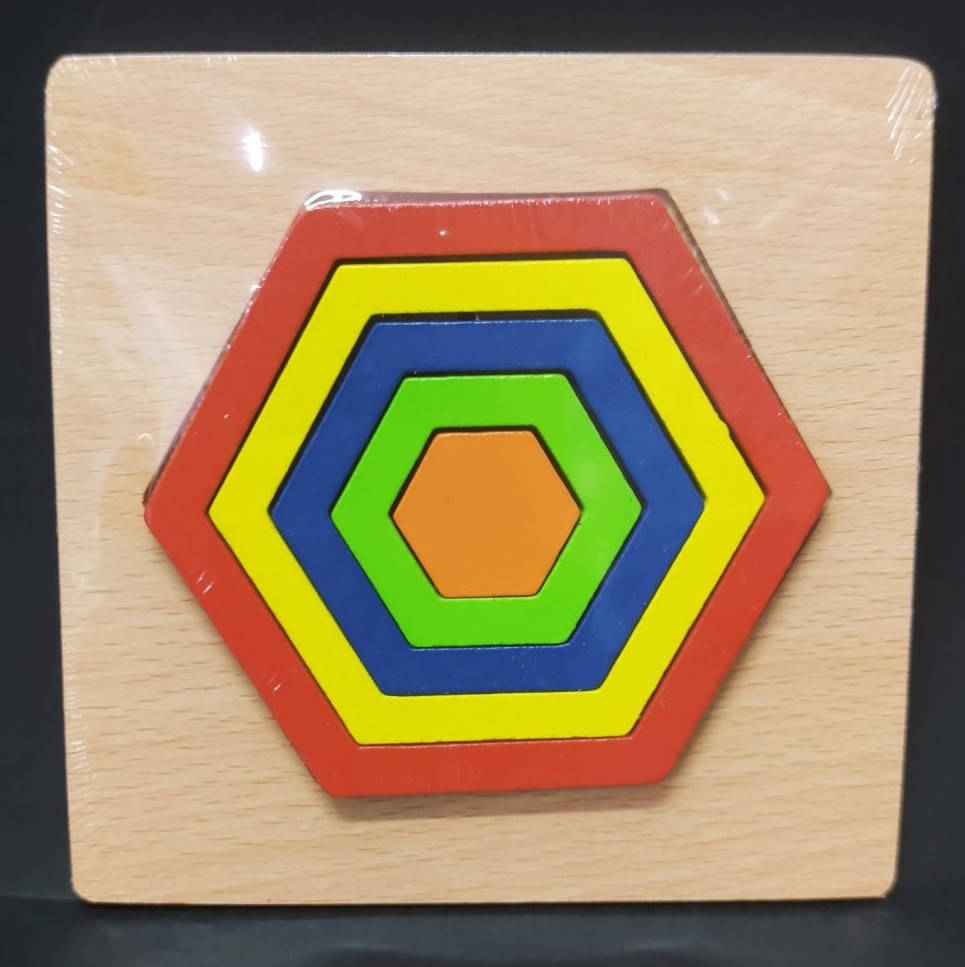 

Деревянная игрушка рамка - вкладыш Шестигранник (головоломка, пазл), MD 2090