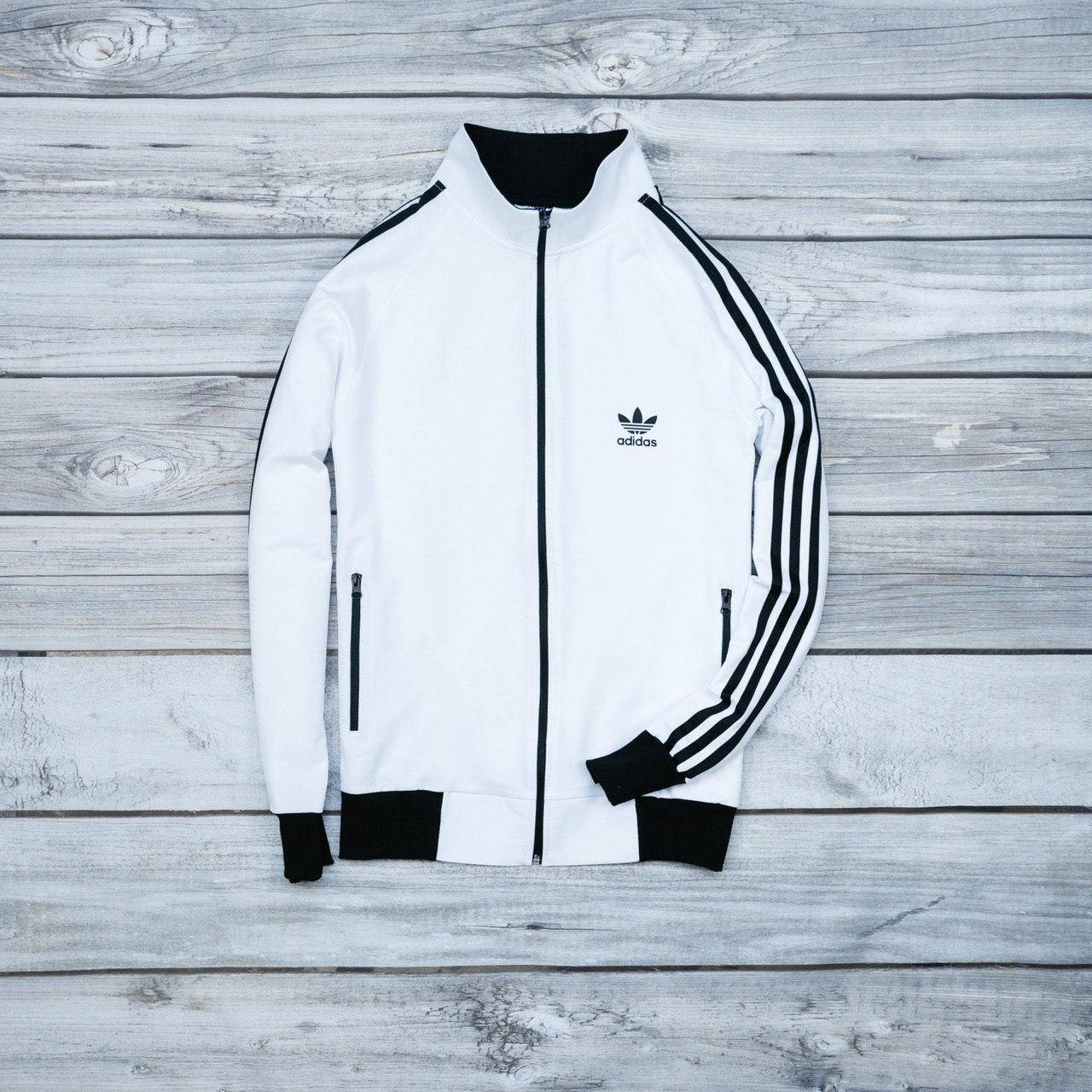 

Мужская Олимпийка Adidas в Белом Цвете | Белая Кофта Адидас с Лампасами, Белый