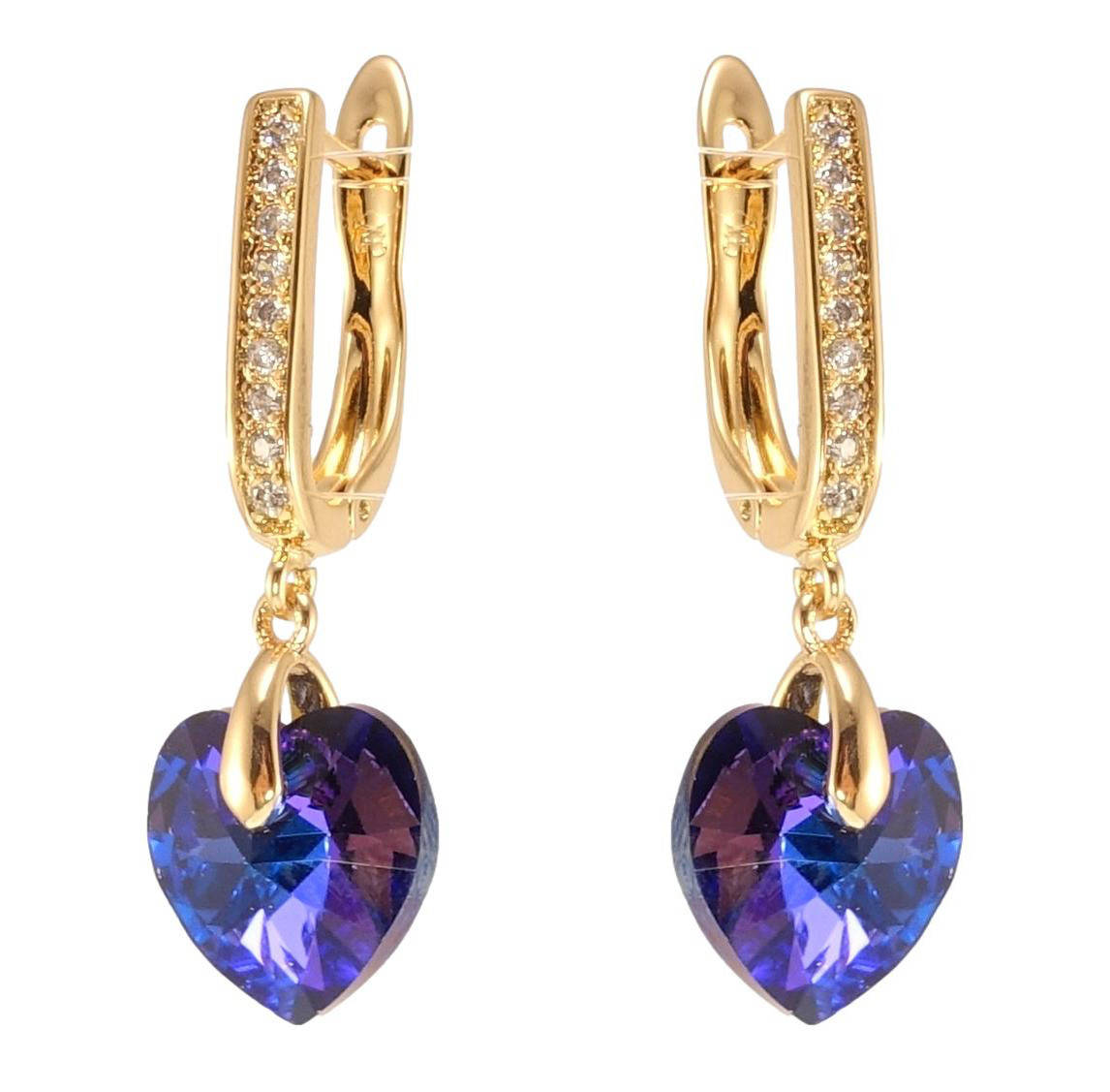 

Серьги Xuping Позолота 18K с кр-ми Swarovski подвески английский замок "Кристальное сердце Bermuda Blue"