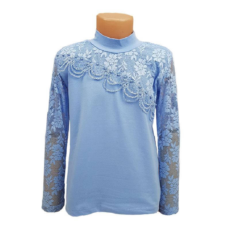 

Кофта - гольф для девочки школьная 128-152(8-12л.) арт.8999 голубая, Голубой