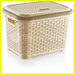 

Корзина для белья "Rattan" 35л с крышкой Бежевая, Бежевый