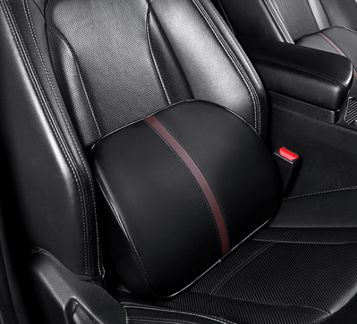 

Ортопедическая подушка под поясницу в авто автомобиль Черный с коричневой строчкой