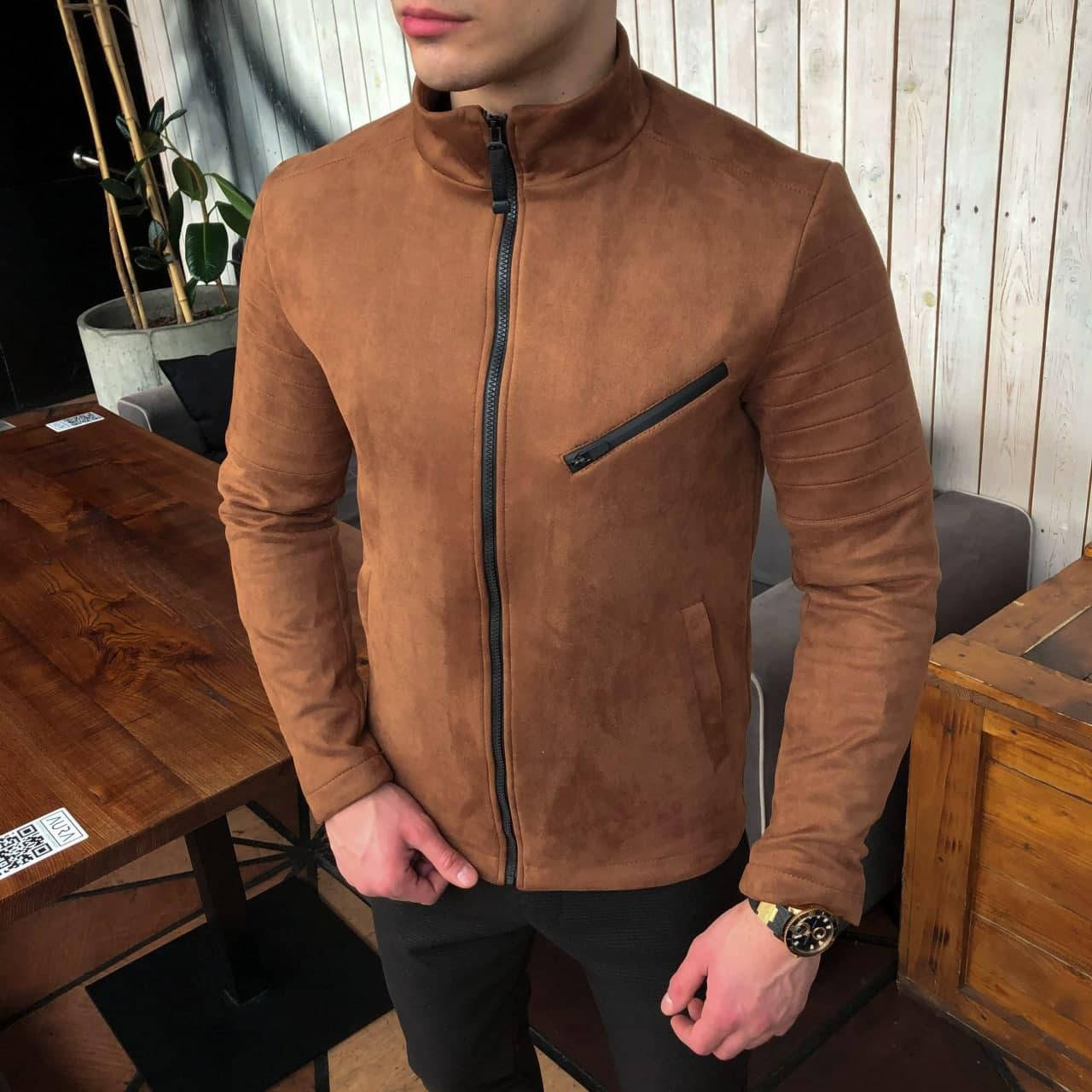 

Куртка мужская замшевая до 0*С Lucky демисезонная весенняя осенняя коричневая | Мужская куртка замша ЛЮКС