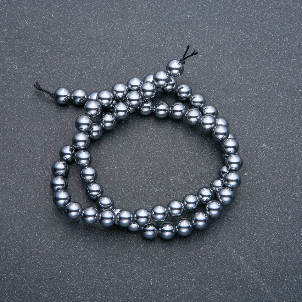 

Бусины на нитке натуральный камень Терагерц гладкий шарик d-6мм+- L-39см