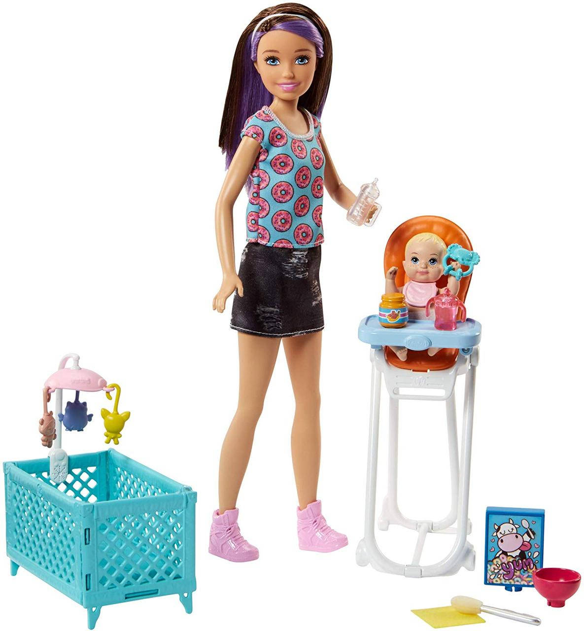 

Игровой Набор Barbie Скиппер манеж и стульчик "Забота" серии Няня "Уход за малышами" кормление