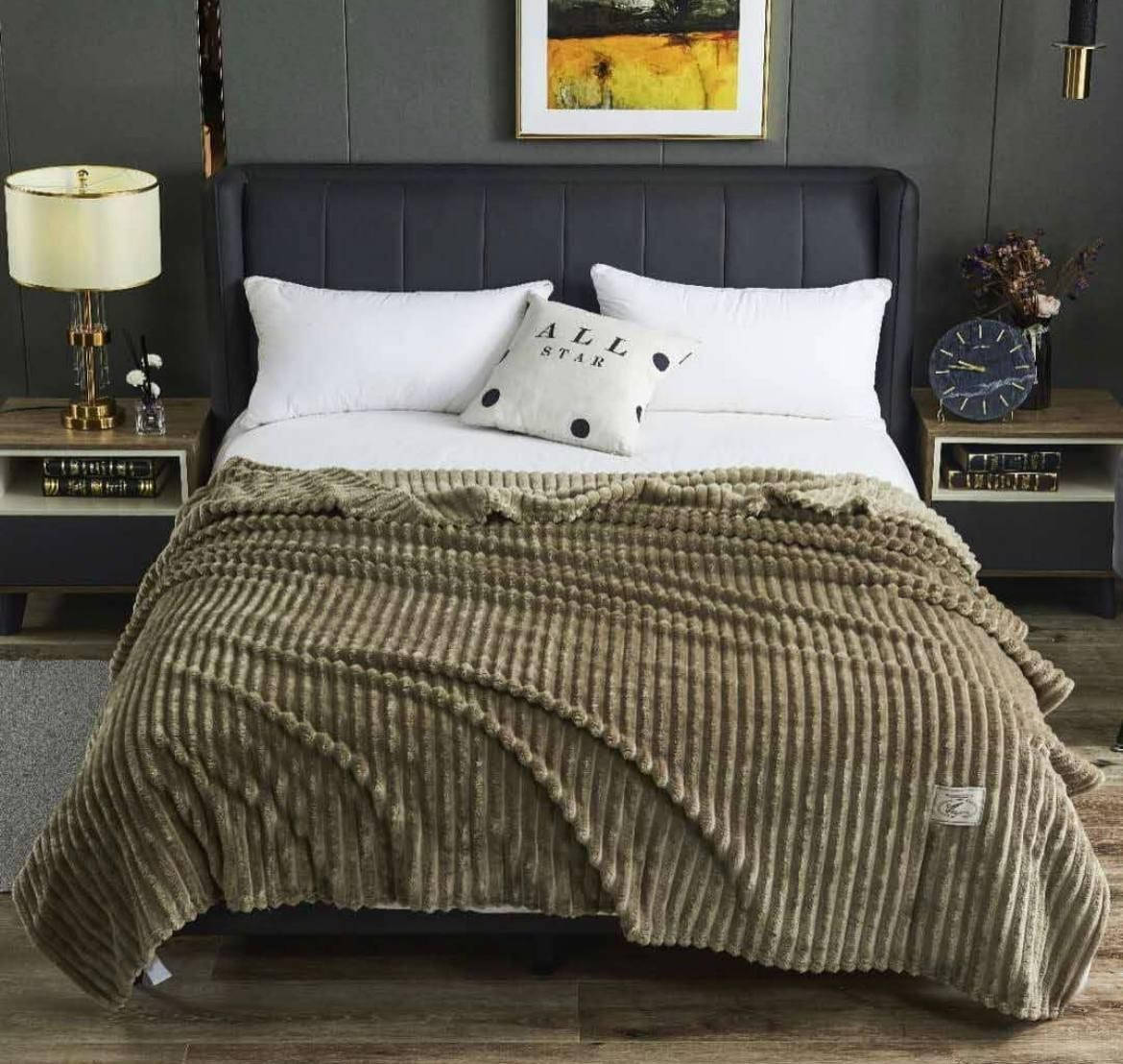 

Плед Koloco Полоска Шарпей 220X240см Зеленый, Зелёный