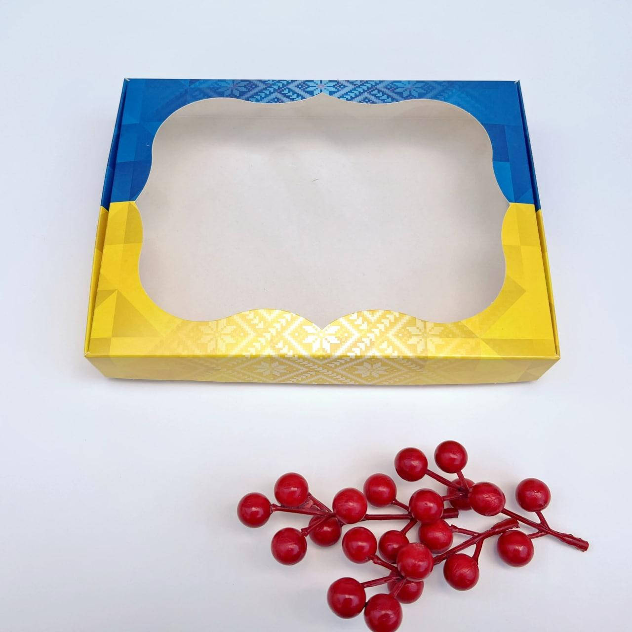 

Коробка для пряника, 200*150*30 мм, с окном, "Узор", Белый