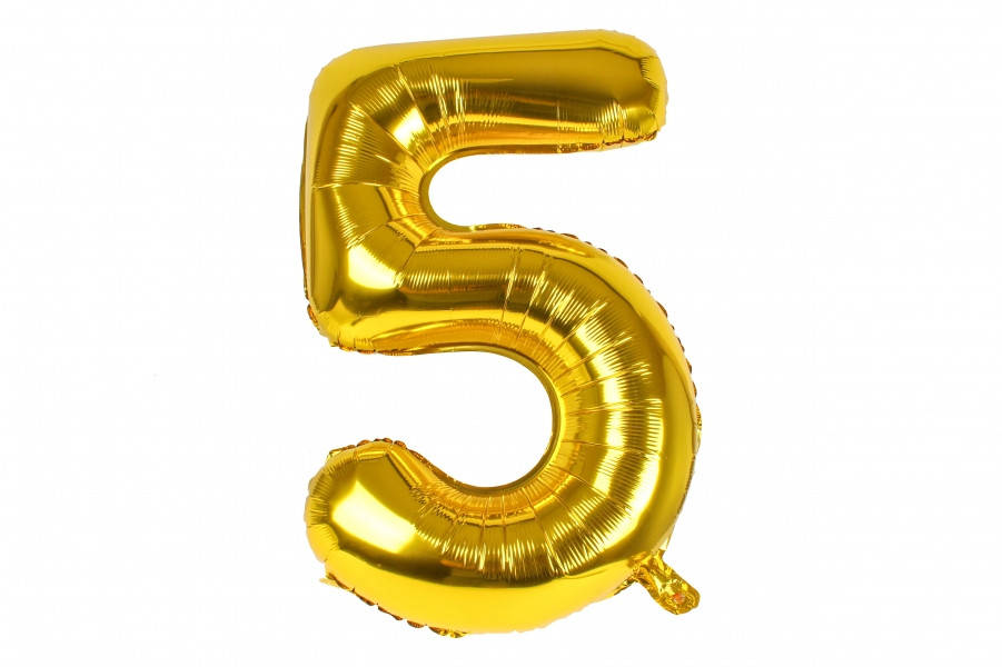 

Воздушный шар цифра "5" золото