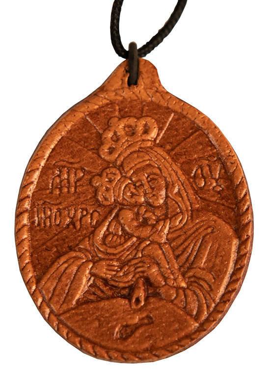 

Икона Божией Матери «Почаевская» (кожа)