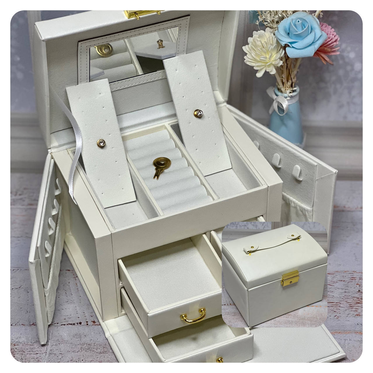 

Шкатулка для украшений (18*14*13,5см) Элит малая Белая, Белый