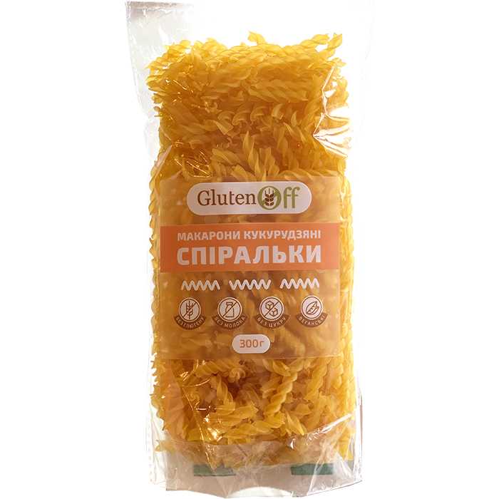 

Макароны кукурузные Спиральки без глютена GlutenOff 300г Украина