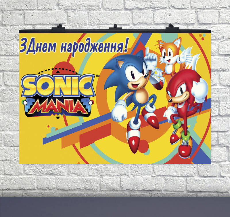 

Плакат для праздника Соник на желтом фоне 75×120см укр