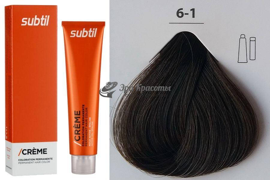 

Стойкая крем-краска для волос 6.1 пепельный темный блондин Creme Ducastel Subtil, 60 мл