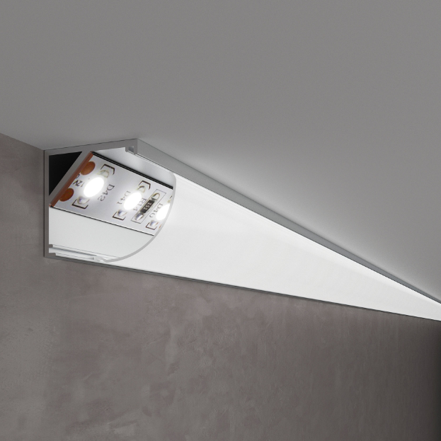 

Комплект. Профиль для светодиодной ленты угловой 16х16 мм. ЛПУ16 матовый Анодированный, Серый